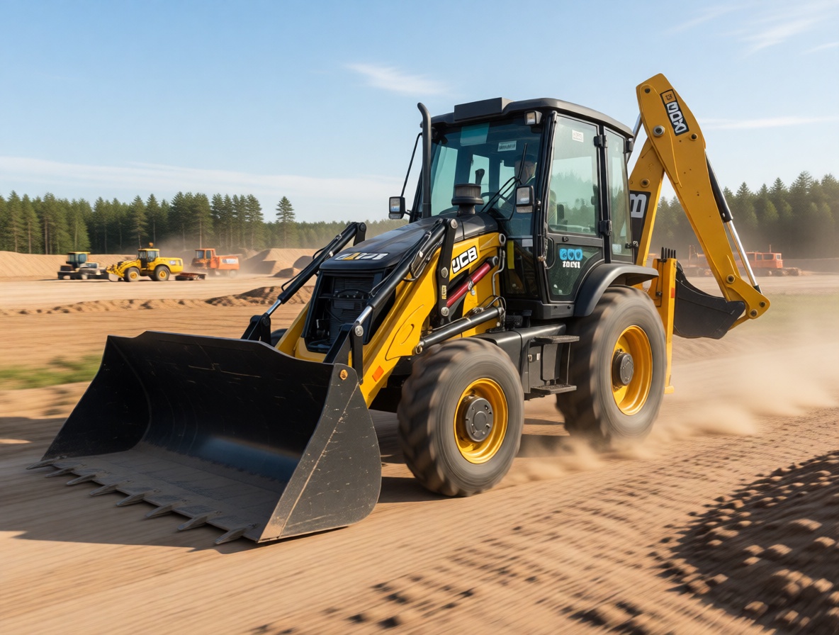 Автомобиль JCB (джисиби) на дороге